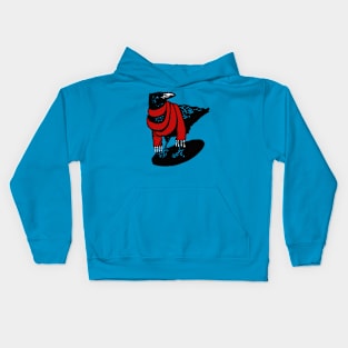 Big Red Scarfed Crow Kids Hoodie